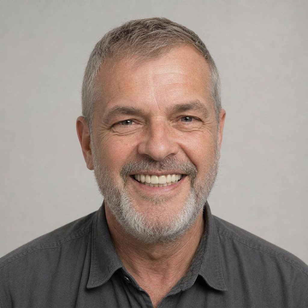 Same patient after All-on-X full arch dental implants — complete natural smile