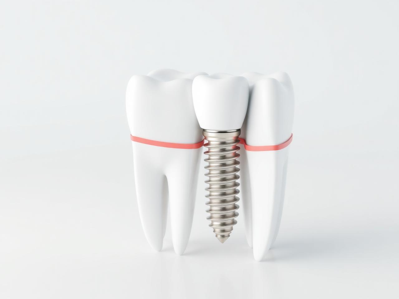 Single titanium dental implant with ceramic crown